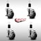 Service Caster 3.5'' SS Black Poly Swivel 1-1/2'' Expanding Stem Caster Set with Brake, 4PK SCC-SSEX20S3514-PPUB-BLK-TLB-112-4 - alternate 2